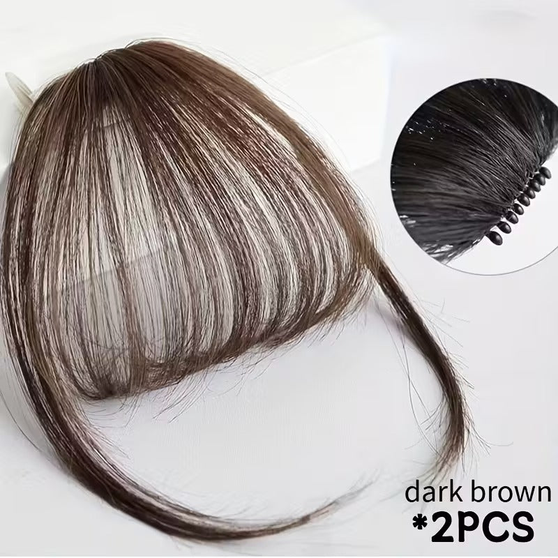 2pcs Fringe Air Bangs with Sideburns Hair Clip In Hair Extensions-All-Handmade Textile Process Heat Resistant Hairpieces for Women/s