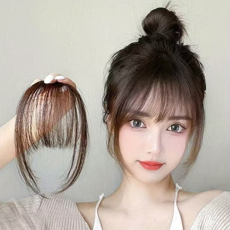 2pcs Fringe Air Bangs with Sideburns Hair Clip In Hair Extensions-All-Handmade Textile Process Heat Resistant Hairpieces for Women/s